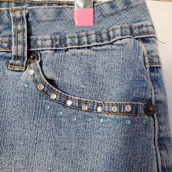 💕Angels Jeans Embroidered Enbelished Mini Skirt Size 7 L👀K 💕Angels - Picture 6 of 14